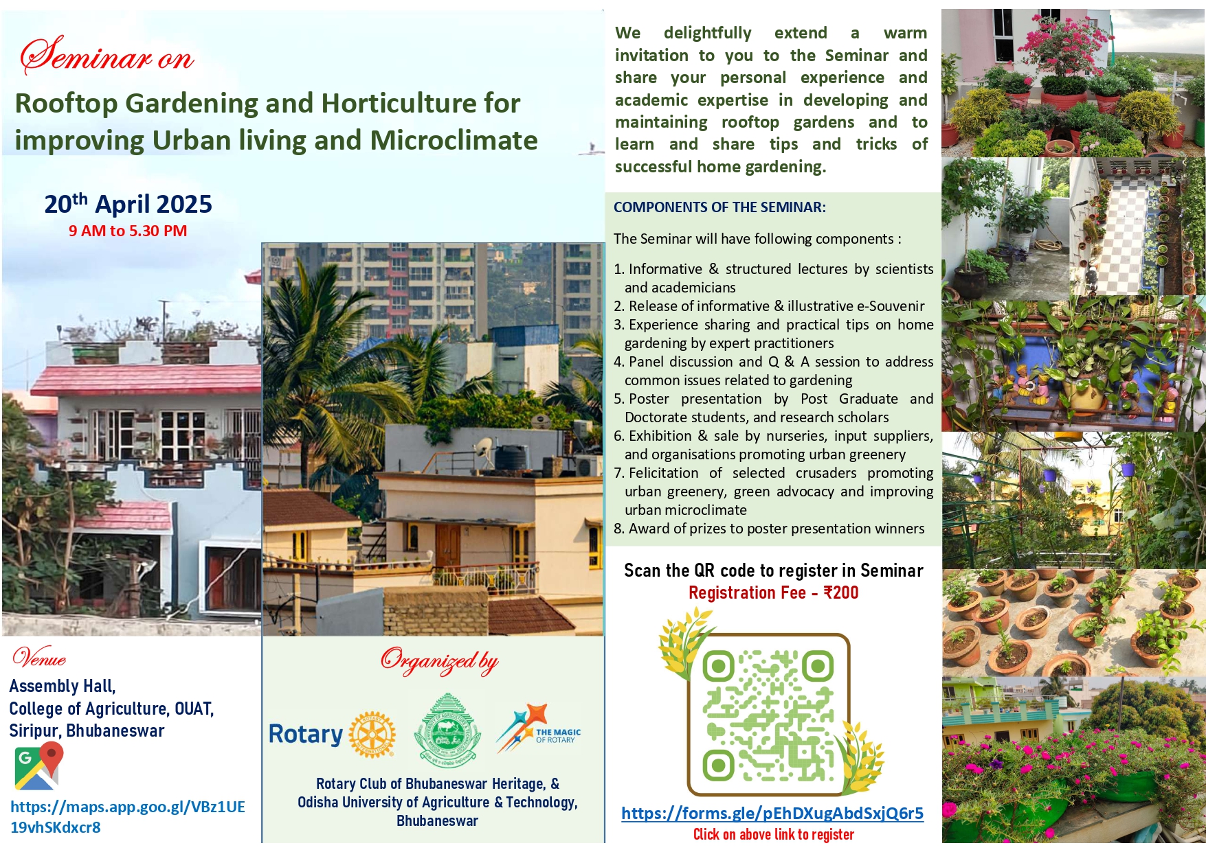 Seminar on Rooftop Gardening and Horticulture for improving Urban living and Microclimate